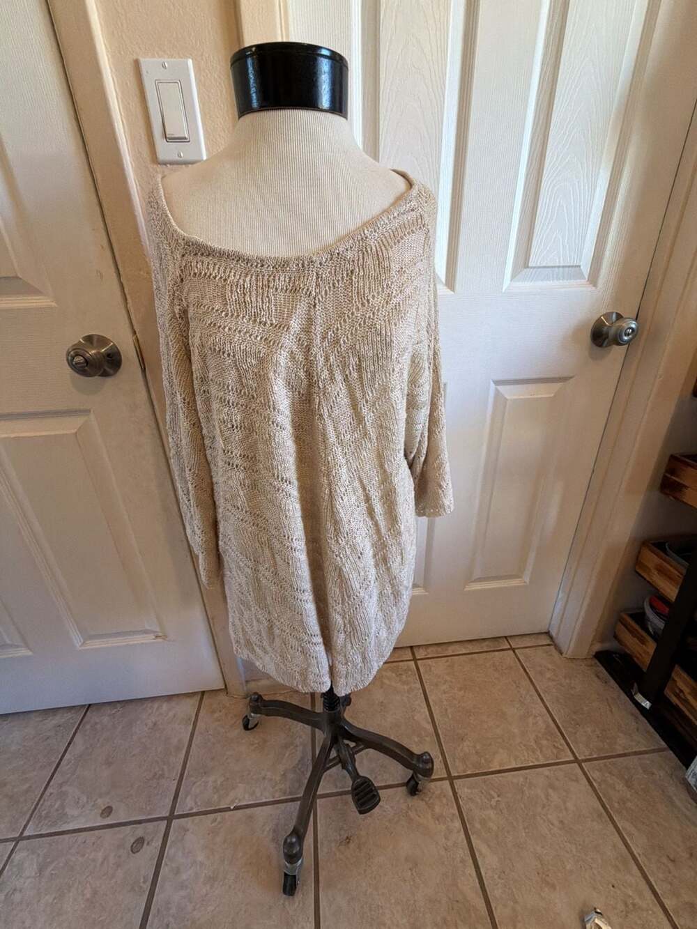 Faded Glory Women's Beige Open Stitch Knit Pullover Sweater Size 3X EPI 1085-D